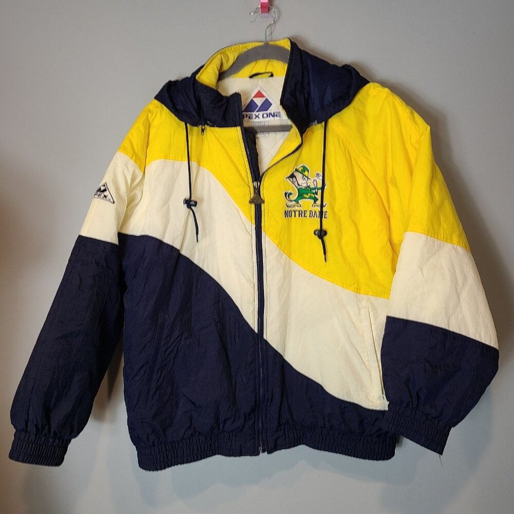 Vintage Notre Dame Apex one Jacket Fighting Irish 1990s‎ Coat Mens Sz XL 2 sided